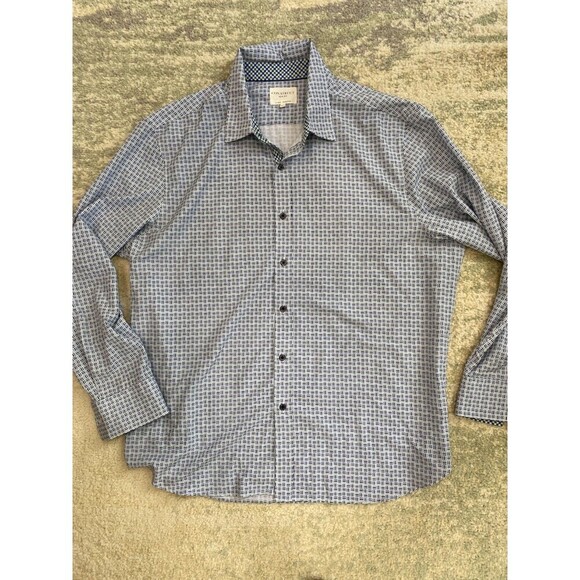 Con.Struct Long Sleeve Button Shirt Mens XXL Blue Plaid Slim Fit 4-Way Stretch - Picture 1 of 9